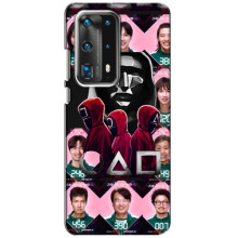 Чехол Гра в кальмара для Huawei P40 – Персонажи игры кальмара