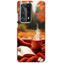 Чехол с уникальным дизайном «Осень с кофе» для Huawei P40 – Кофе и дождь