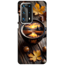 Чехол с уникальным дизайном «Осень с кофе» для Huawei P40 – Тёмный кофе