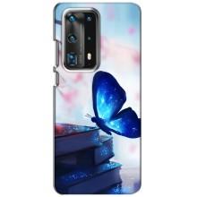 Силиконовый бампер с картинкой животных для Huawei P40 (Бабочка синяя)