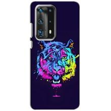 Силиконовый бампер с картинкой животных для Huawei P40 (Тигр-Арт)