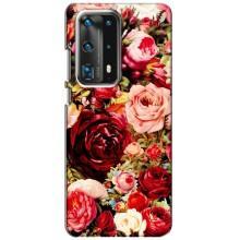 Силиконовый бампер с принтом (цветочки) на Хуавей П40 (Букет цветов)