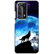 Защитные чехлы для Хуавей П40 (AlphaPrint) (ХИТ продаж) ВОЛК (Волк на луну)