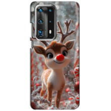 Яркий чехол для Huawei P40 с Зимними Оленятами