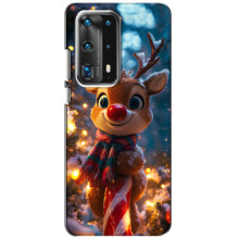 Яскравий чохол для Huawei P40 з Зимові Оленята – Олень з шарфом