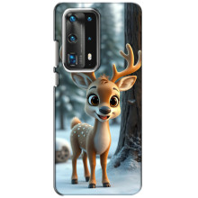 Яскравий чохол для Huawei P40 з Зимові Оленята – Оленятко в лісі