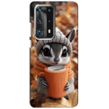 Печатный чехол «Зверята с кофе» для Huawei P40