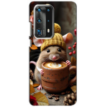 Печатный чехол «Зверята с кофе» для Huawei P40 – Медведь с кофе