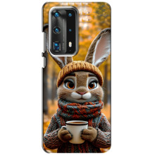 Печатный чехол «Зверята с кофе» для Huawei P40 – Зайчик с кофе