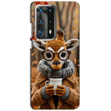 Печатный чехол «Зверята с кофе» для Huawei P40 – Жираф с кофе