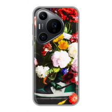 Брендновые Чехлы для Huawei Pura 70 PRO - (PREMIUMPrint) – Nike цветы