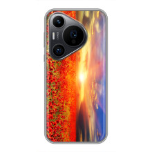 Чехлы с картинкой (Тюльпаны) на Хuawei Пюра 70 ПРО – Поле тюльпанов