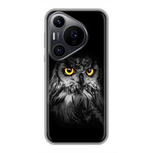 Чехлы с принтом СОВЫ для Huawei Pura 70 PRO – Сова на чёрном