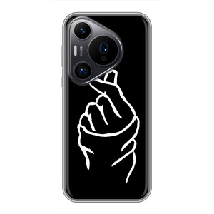 Чехлы (Знак сердечка) на Huawei Pura 70 PRO – Сердце на черном