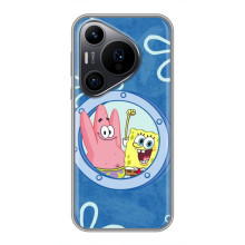 Чехол Губка Боб для Huawei Пура 70 ПРо (В иллюминаторе)