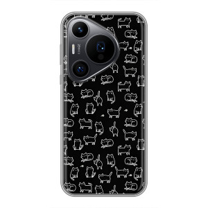 Чохол на тематику: Коти для Huawei Pura 70 PRO (Котики на чорному)