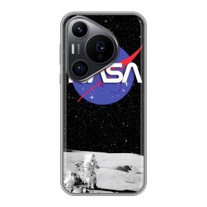 Силиконовый бампер с принтом "Наса" на Huawei Pura 70 PRO – Nasa на луне
