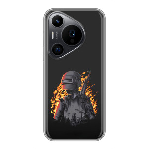 Силиконовый чехол с картинкой "Герой Pubg" на Huawei Pura 70 PRO – В огне