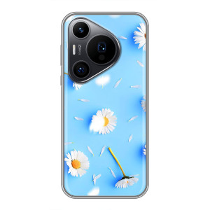 Чохол з Квітами для Huawei Pura 70 PRO (ромашки на блакитному)