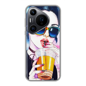 Чехол с картинкой Модные Девчонки Huawei Pura 70 PRO – Девушка с коктейлем