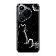 Чохол з принтом для Huawei Pura 70 PRO (AlphaPrint) Модні коти (Котик і місяць)