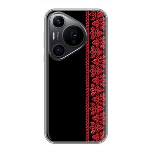 Силіконовый Чохол на Huawei Pura 70 PRO з картинкой Вишиванки – Вишиванка на чорному