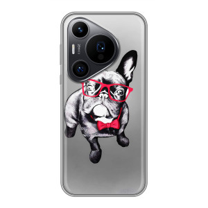 Чохол (ТПУ) Милі песики для Huawei Pura 70 PRO (Бульдог в окулярах)