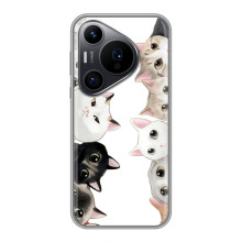 Чохол із милими котиками на Huawei Пура 70 ПРО – Чорно-білі котики