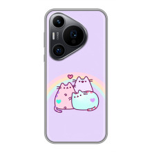 Чохол із милими котиками на Huawei Пура 70 ПРО – Котики з веселкою