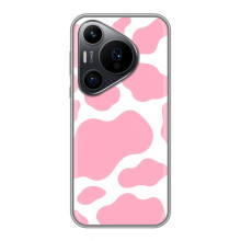 Чехол с принтом коровы на Huawei Пура 70 ПРо – Розовый принт