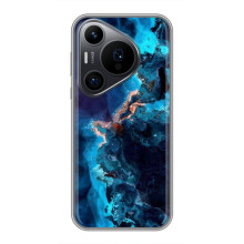 Чехлы с тематикой "Мрамор" на Хuawei Пюра 70 ПРО (Синий мрамор)