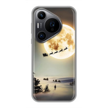 Новорічні, Святкові Чохли для Huawei Pura 70 PRO - 2024 год (Санта на місяці)