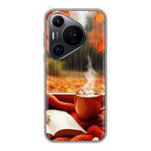 Чехол с уникальным дизайном «Осень с кофе» для Huawei Pura 70 PRO – Кофе и дождь
