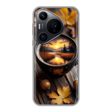 Чехол с уникальным дизайном «Осень с кофе» для Huawei Pura 70 PRO – Тёмный кофе