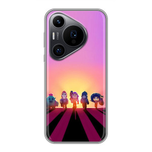 Силиконовый Чехол на Huawei Pura 70 PRO с картинкой Brawl Stars (Персонажи в закате)
