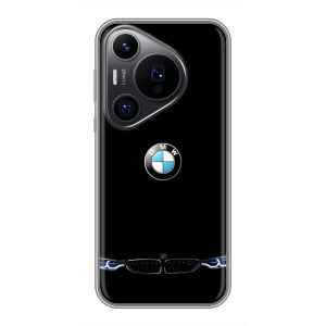 Силиконовый бампер с картинкой машины на Huawei Pura 70 PRO (Черный BMW)