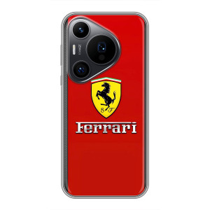Силиконовый бампер с картинкой машины на Huawei Pura 70 PRO (Ferrari Logo)