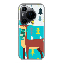 Силіконовий бампер з картинкою звірів для Huawei Pura 70 PRO (Олень із шарфом)