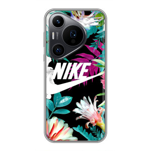 Силиконовый Чехол на Huawei Pura 70 PRO с картинкой Nike (Цветочный Nike)
