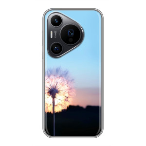 Силиконовый Чехол с одуванчиками на Huawei Pura 70 PRO – Закат с одуванчиком