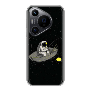 Силиконовый Чехол с принтом "Космонавты" на Huawei Pura 70 PRO – Космонавт на рыбалке