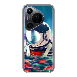 Силиконовый Чехол с принтом "Космонавты" на Huawei Pura 70 PRO – Космонавт в воде