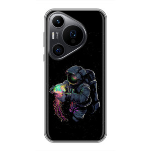 Силиконовый Чехол с принтом "Космонавты" на Huawei Pura 70 PRO – В руках земля