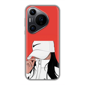 Силиконовый Чехол на Huawei Pura 70 PRO с картинкой Стильных Девушек (Девушка Nike)