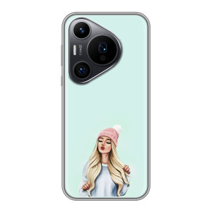 Силиконовый Чехол на Huawei Pura 70 PRO с картинкой Стильных Девушек (В шапке)