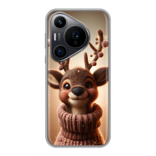 Яркий чехол для Huawei Pura 70 PRO с Зимними Оленятами – Олень в свитере