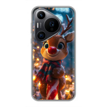 Яркий чехол для Huawei Pura 70 PRO с Зимними Оленятами – Олень в шарфе