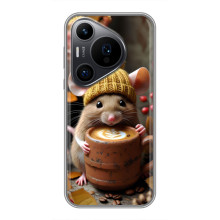Друкований чохол 'Звірята з кавою' для Huawei Pura 70 PRO – Мишка з кавою