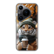 Друкований чохол 'Звірята з кавою' для Huawei Pura 70 PRO – Тигр з кавою