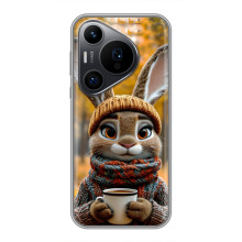 Друкований чохол 'Звірята з кавою' для Huawei Pura 70 PRO – Зайчик з кавою